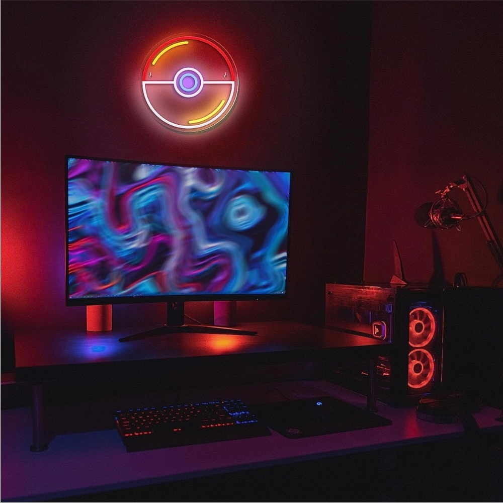 Pokemon Pokeball Cartoon 90s Video Game Neon Light LED Man Cave Kid/Teen Room - Picture 3 of 8